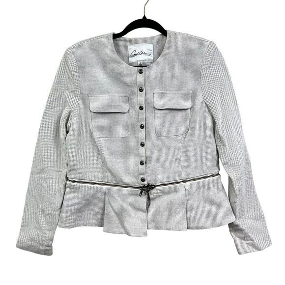 Carol Anderson By Invitation Womens Blazer Checkered‎ Flared Hem Pockets Size 6 - Picture 1 of 5
